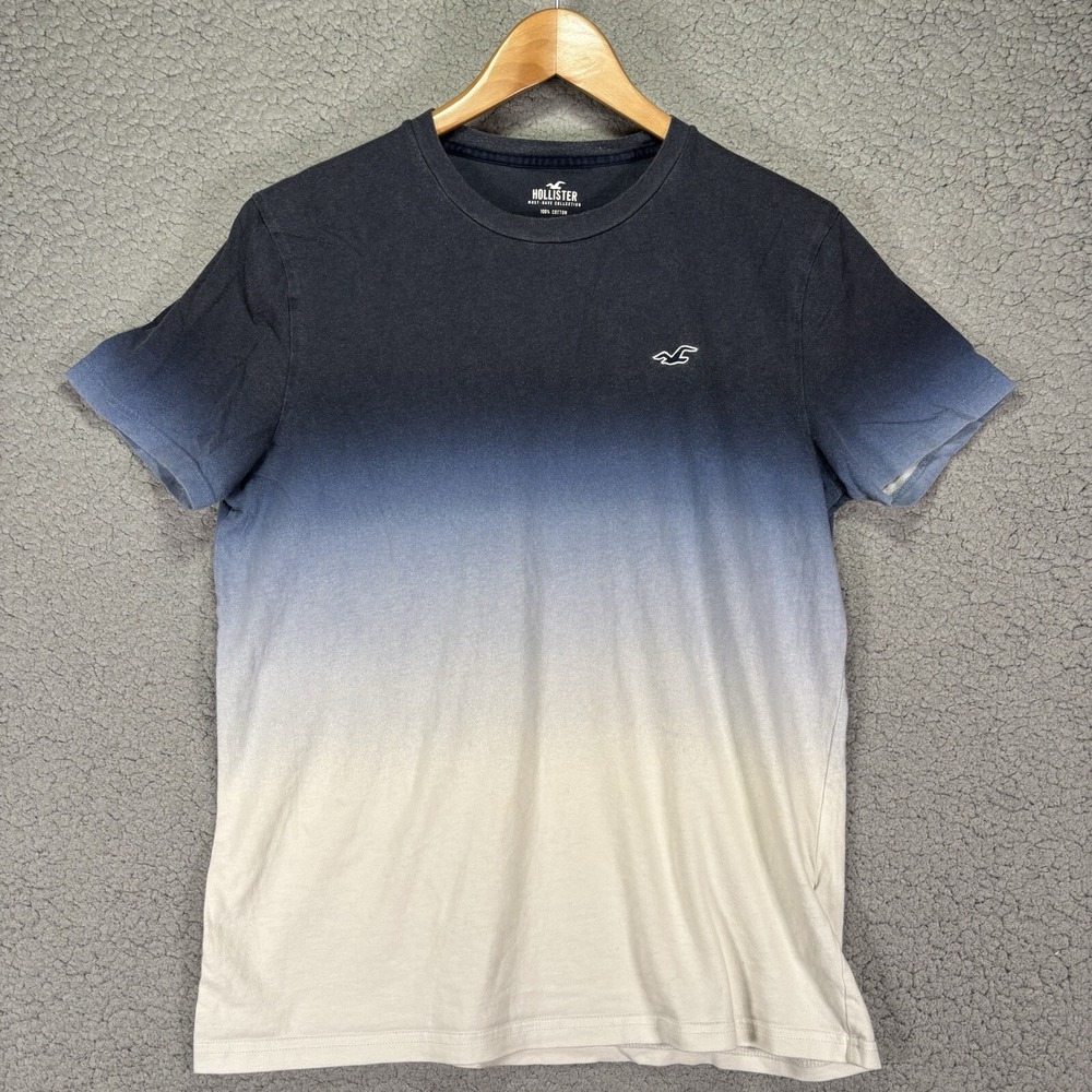 Hollister Must Have Collection T Shirt M Blue Ombré s/s Crew Neck Y2K Cotton